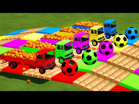 LOAD ORANGES & TRANSPORT BATTLE WITH MERCEDES TRUCKS! Farming Simulator 22