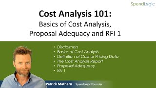 Cost Analysis 101, Session 1:  Proposal Adequacy and RFI 1