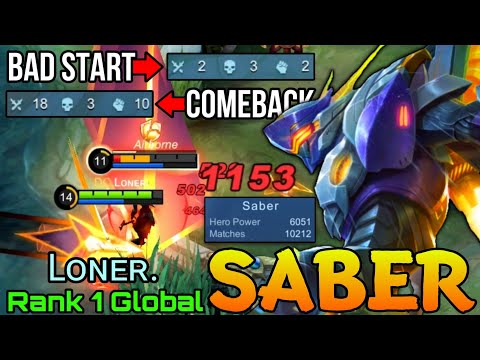 10,200+ Matches Saber Comeback from a Bad Start! - Top 1 Global Saber by Lᴏɴᴇʀ. - Mobile Legends