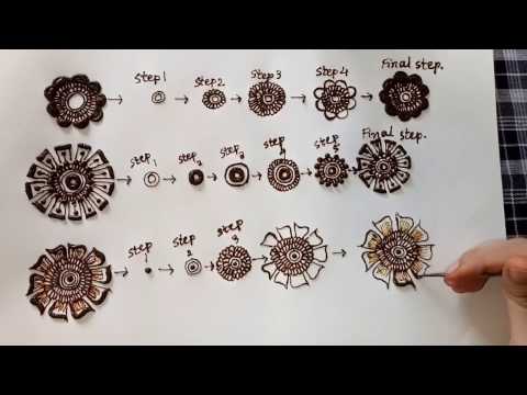 Types of flowers of henna design | step by step for beginners | (part -6)
