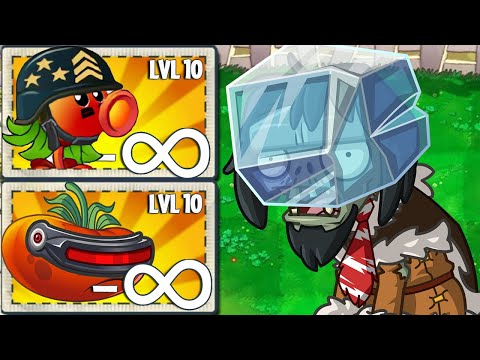 PvZ 2 Challenge - All Plants use POWER UP Infinite! Vs 50 Blockhead Zombies Level 5