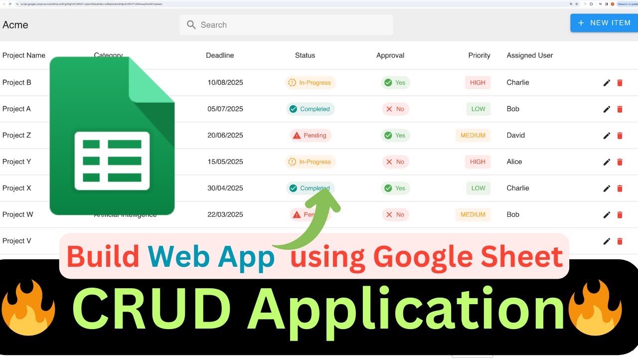 COMPLETE CRUD WEB APPLICATION USING GOOGLE SHEETS #googlesheets