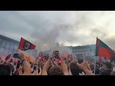 AC Milan fans at Piazza del Duomo, Milano. Final whistle Sassuolo vs Milan 0-3. 22 may 2022.