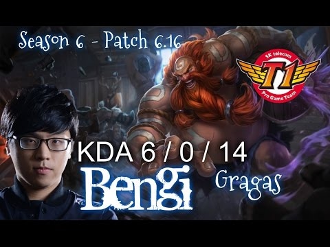 SKT T1 Bengi GRAGAS vs ELISE JUNGLE - Patch 6.16 KR Ranked | League of Legends