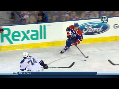 TJ Oshie knee on knee with Taylor Hall St. Louis Blues vs Edmonton Oilers 1/7/14 NHL Hockey