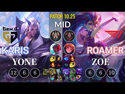 GEN Karis Yone vs T1.A Roamer Zoe Mid - KR Patch 10.25