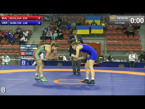 Semifinal FW - 55 kg: Evelina NIKOLOVA (BUL) df. Larysa SKOBLYUK (UKR), 9-2