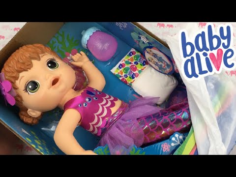 NEW Baby Alive SHIMMER N SPLASH MERMAID Red Haired Doll Unboxing Video