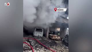 Garajda Çıkan Yangında 6 Araç Yandı