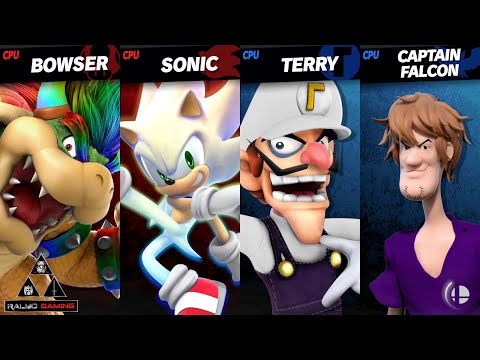 Smash Mods Ultimate:  Bowser and Hyper Sonic vs Waluigi and Shaggy
