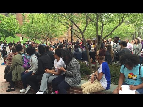 Students chant at rally over racial tensions at Towson University