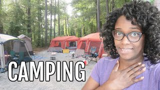 Our first family Camping trip and Setup 😳  Tour our tents, camping kitchen, Bathroom and more!
