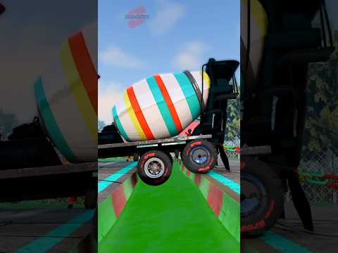 Mixer Trucks Chained vs Water Drainage #short #beamng #beamngdrive #beamngcrashes #trucksvs
