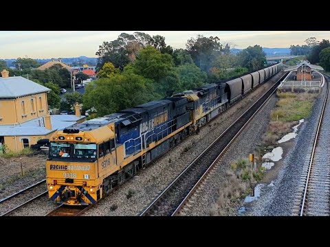 Extremely long Coal Train. Full Length Clip. Hunter Valley, Australia