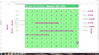 Sopa de letras de los meses del año.