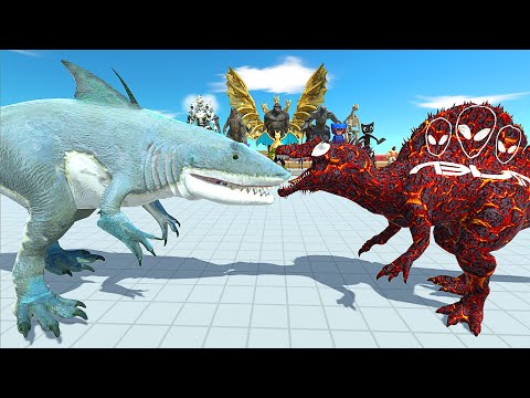 KING SHARK VS LAVA SPINOSAURUS - Animal Revolt Battle Simulator
