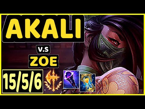 T1 FAKER (AKALI) vs ZOE - 15/5/6 KDA MID CHALLENGER GAMEPLAY - KR