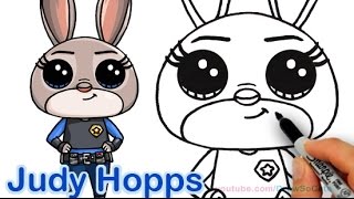 How to Draw Disney Zootopia Rabbit Judy Hopps Step by step Cute