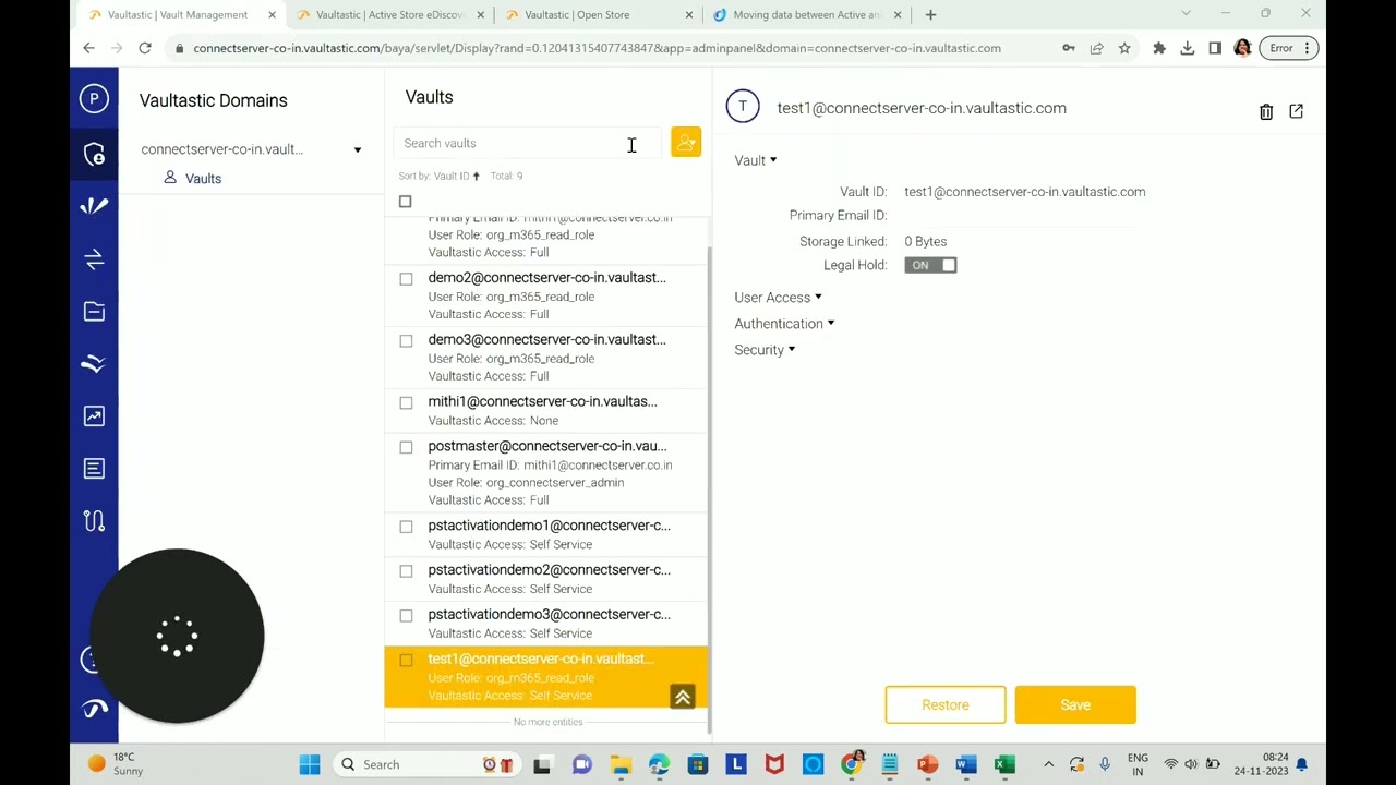 Activate data copy from open to active store