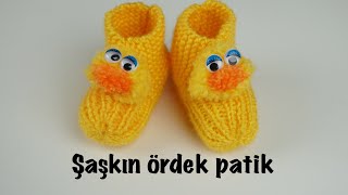 Örgü bebek patik Şaşkın ördek / çocuk bebek kolay örgü modelleri / Figen Ararat