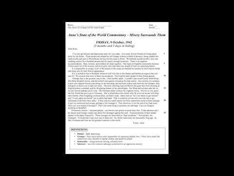 Anne Frank October 9, 1942 Entry