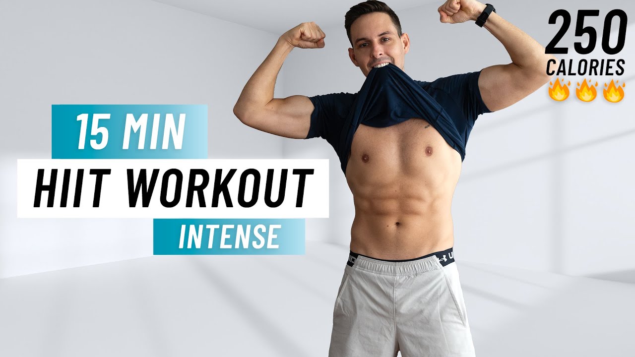 15 Min Intense HIIT Workout For Fat Burn & Cardio (No Equipment, No Repeats)