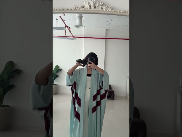 عباية قصة بشت قماش تيك توك مع تدخيلات عنابي