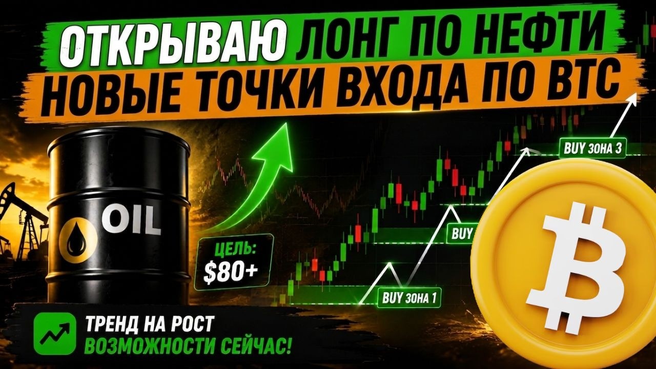 НОВЫЕ ТОЧКИ ВХОДА В LONG ПО BTC! ОТКРЫЛ ПОЗИЦИЮ ПО НЕФТИ, ЦЕЛИ И ДОБОРЫ!