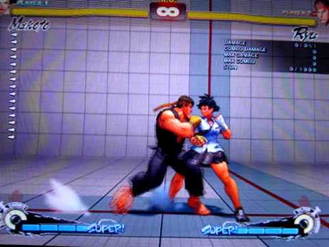 Ryu post-back-throw option select against Makoto - close Roundhouse