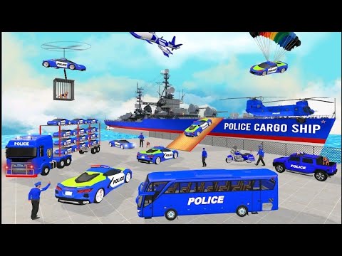 police car Transport in cargo ship | police transport car game