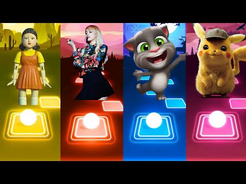 Squidgame Vs Black Pink Vs Talking Tom Vs Pikachu Tiles Hop Songs Games