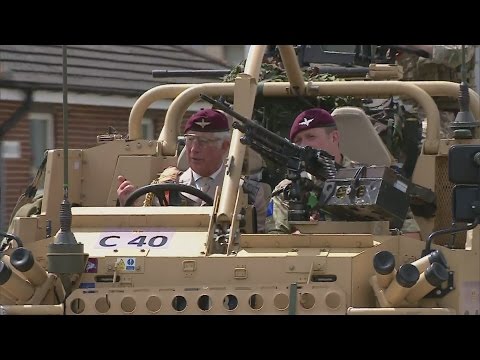 Prince Charles takes armoured vehicle for a drive