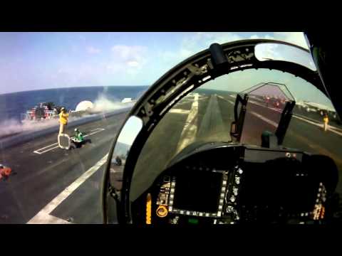 F/A 18 Hornet Cockpit View: Catapult Launch Takeoff - Aircraft Carrier
