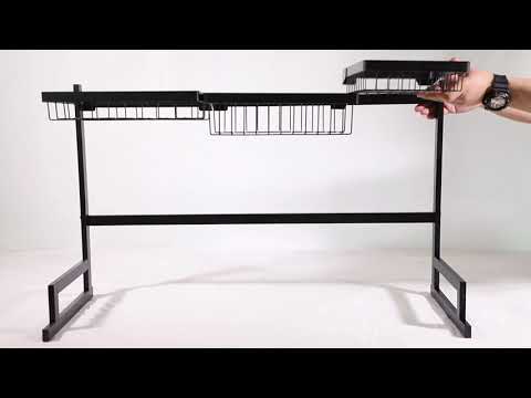 Black stainless steel over sink dish rack
