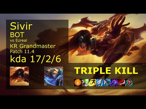 Sivir ADC & Rell vs Ezreal & Alistar - KR Grandmaster 17/2/6 Patch 11.4 Gameplay // [롤] 시비르 vs 이즈리얼