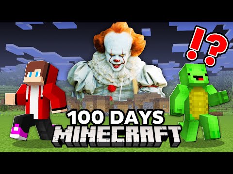 100 Days Pennywise Attack vs JJ and Mikey in Minecraft - Maizen