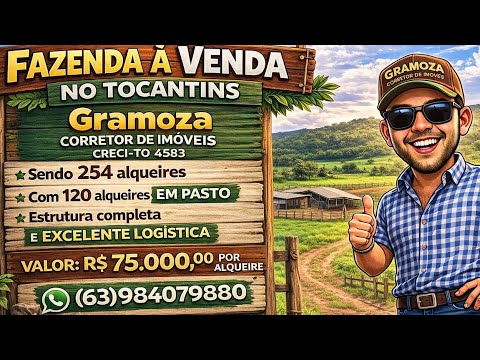 FAZENDA À VENDA NA REGIÃO DE MIRANORTE DO TOCANTINS, (63)984079880