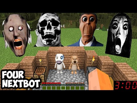 FOUR NEXTBOT OBUNGA AND MR INCREDIBLE IS CHASING US in Minecraft - Gameplay | part 1