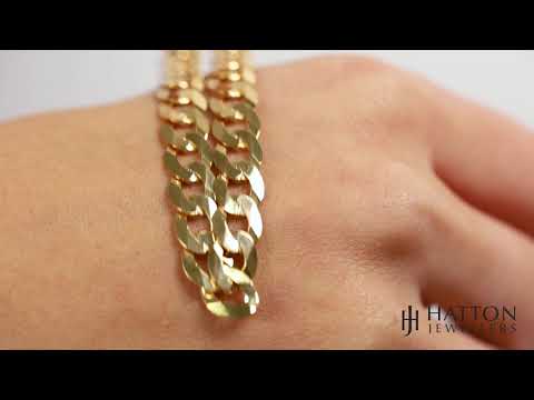 R5 - 9ct Gold Italian Bevelled Edge Curb Chain - 7mm