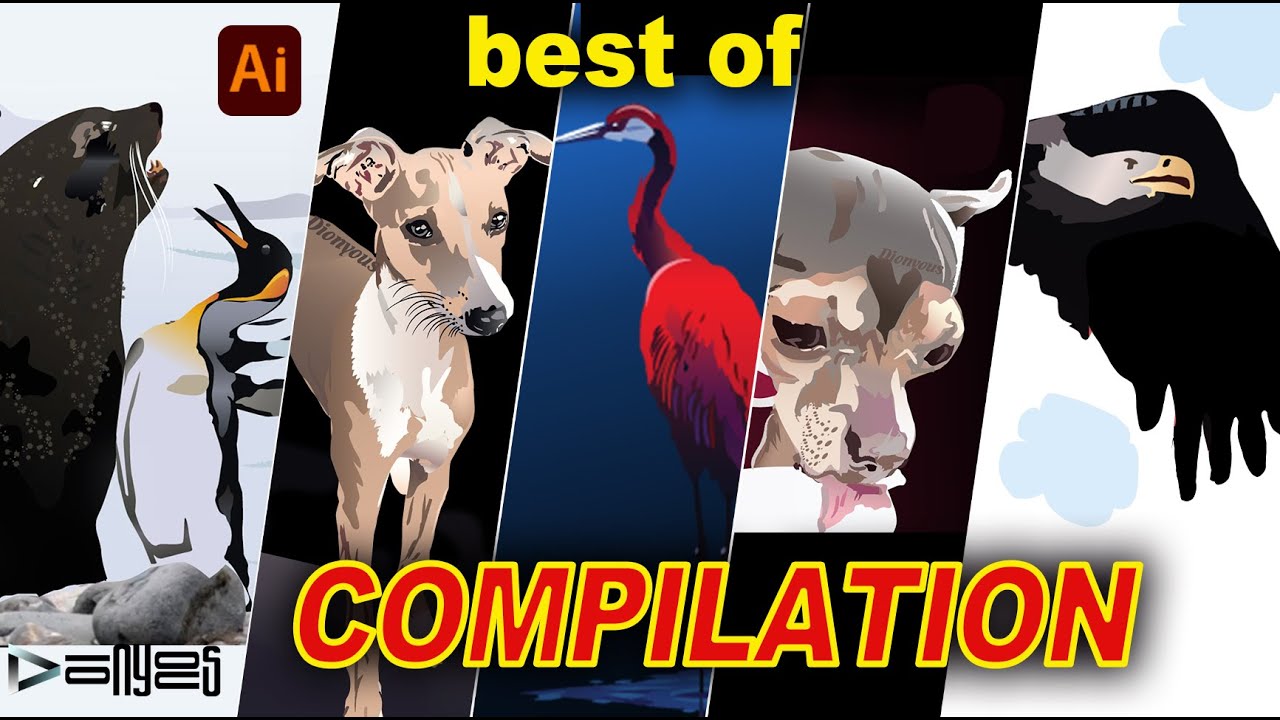 How To Draw ANIMALS Vector Art Portraits in Adobe Illustrator Compilation