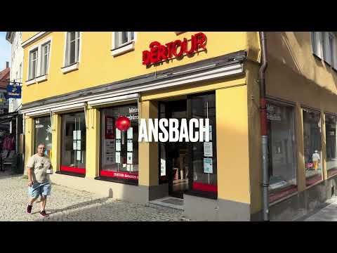 4K Ansbach - Bayern, Deutschland (Innenstadt, Brücken Center)