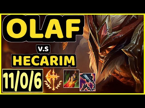 OLAF vs HECARIM - 11/0/6 KDA JUNGLE GAMEPLAY - KR Ranked GRANDMASTER