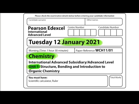 Pearson Edexcel International A level chemistry unit 1 January 2021 Section A