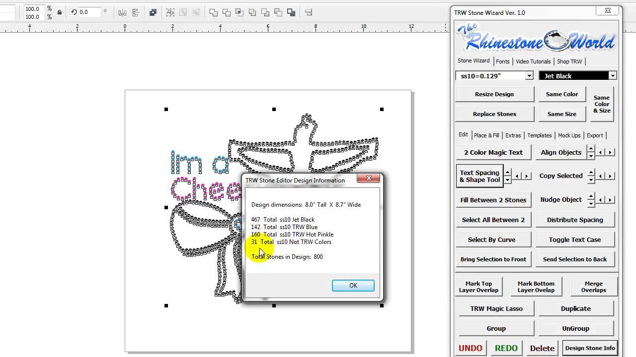 TRW Stone Wizard Tutorial 60 Design Stone Info Button
