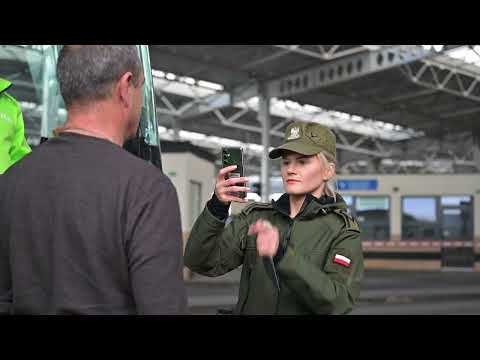 Polish-Ukrainian border. Instead of passport stamps, fingerprints and photos of travelers