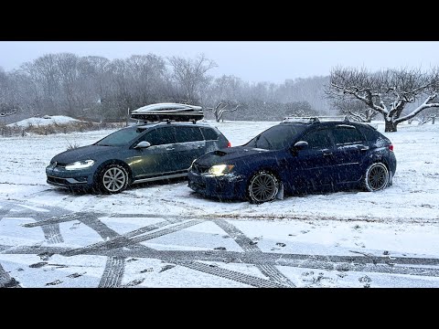 VW Golf Alltrack vs. Subaru WRX: Snowstorm Showdown