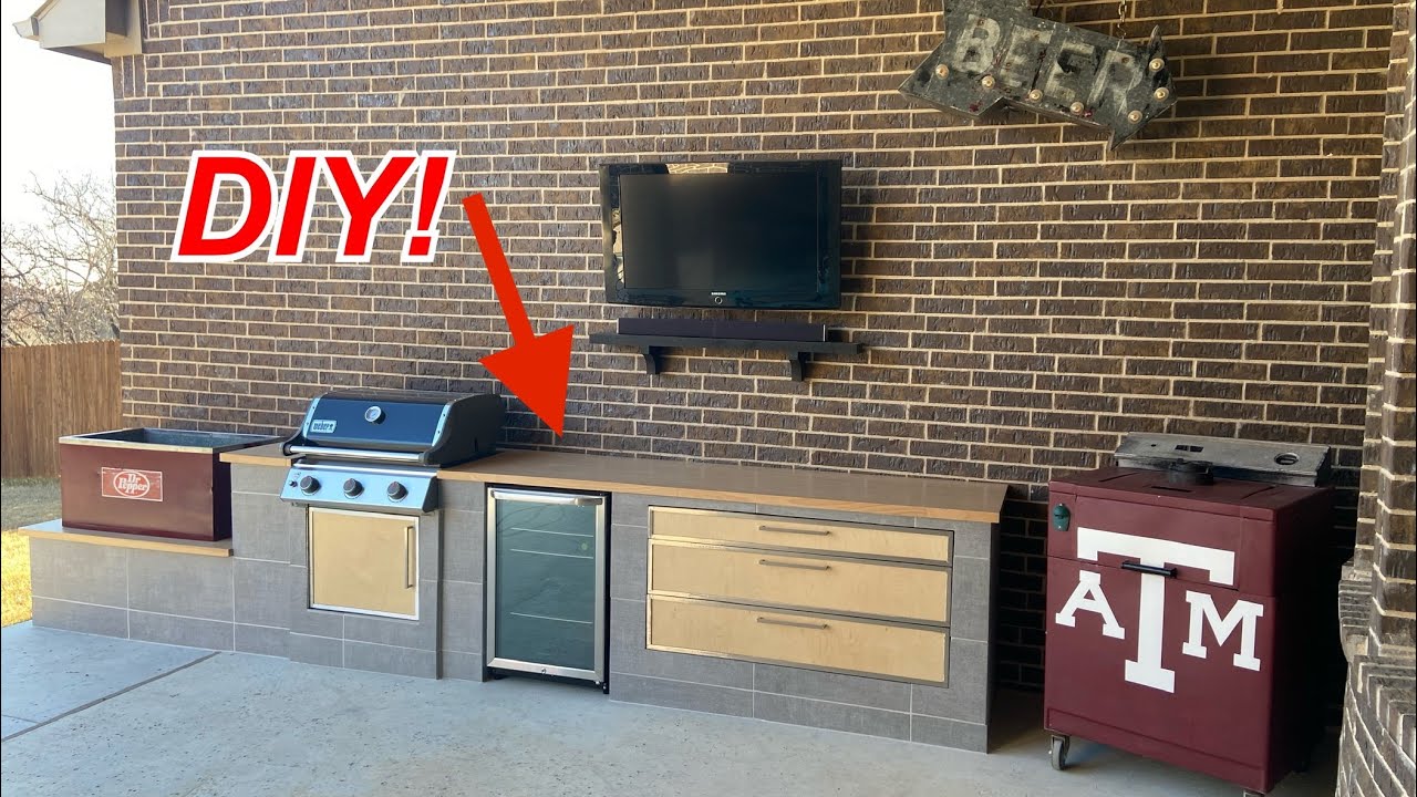 Outdoor kitchen build in 20 minutes! Using my old Weber gas grill.