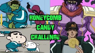 SQUID GAMES: Honeycomb Challenge with Shinchan, Doraemon, Hulk &amp; Jojo&#39;s Bizzare Adventure #shorts