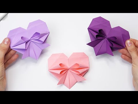 Paper HEART WITH BOW easy paper craft ideas