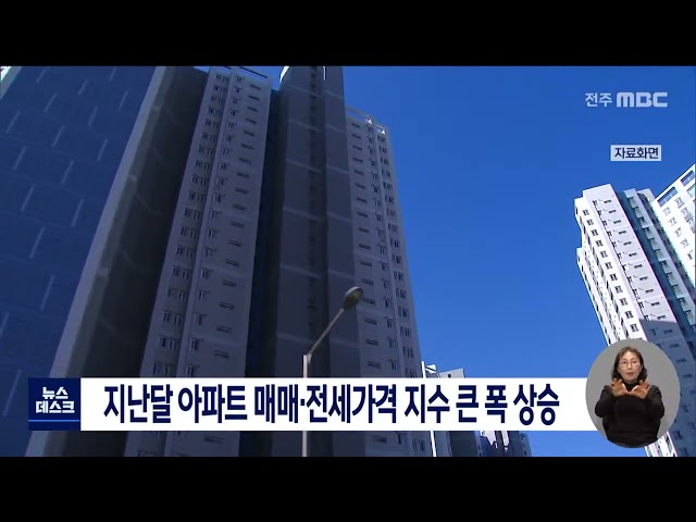 지난달 아파트 매매, 전세가 가파르게 상승